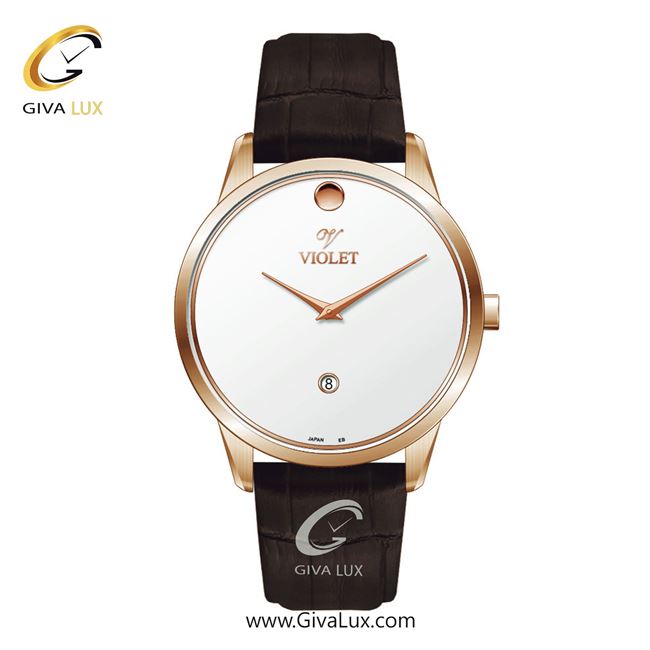 ساعت مچی اورجینال مردانه ویولت VIOLET رزگلد | قهوه ای| سفید| کد رفرنس 0550/2